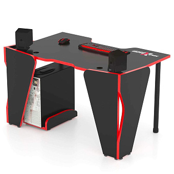 Стол компьютерный MaDXRacer KING GT14 "1400х900х750" черный, кромка красная