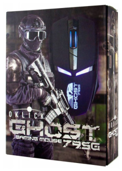 Мышь проводная Оклик 795G GHOST черный