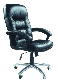 Кресло Бюрократ T-9908AXSN-AB (кожа/кожзам, мех. качания, крест. металл хром, до 120 кг) Черный