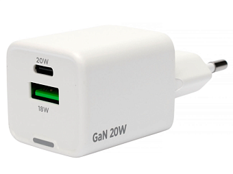 Сетевое зарядное устройство Cablexpert MP3A-PC 20W USB-C USB-A белый