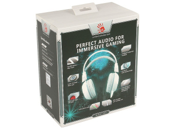 Наушники проводные A4Tech Bloody G300 (микрофон, 20 Гц - 20 кГц, 2 х 3.5 мм, USB) белый-серый