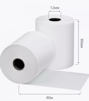 Чековая лента термобумага 80 мм (длина 80 м, втулка 12 мм Cactus