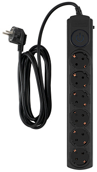 Сетевой фильтр Ippon BK-6-EU-3-10-B 3м (6 розеток с заземлением) черный (10 А, 2200 ВА)