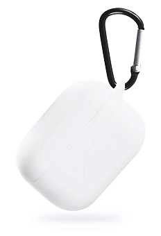Чехол для наушников Apple Airpods Pro - Gurdini прорезиненный soft touch c карабином, белый