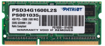 Модуль памяти SODIMM DDR3 4096Mb PC-12800 1600MHz Patriot 1.35v