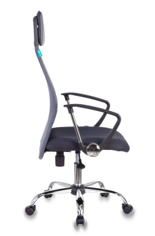 Кресло Бюрократ KB-6N (сетка/ткань, пружинно-винтовой мех. качания, крест. металл хром, до 120 кг) Серый