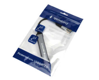 Разветвитель Gembird UHB-C204, USB3.0, 3xUSB2.0, OTG, кабель Type-C+USB 10 см, алюминий
