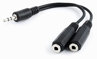 Кабель-переходник 3.5Jack (m)  --  2*3.5Jack (f), 0.1м, Cablexpert (разветвитель аудио) black
