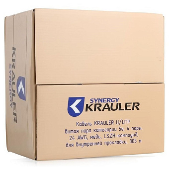 Кабель витая пара внутренний 4 пары UTP кат.5e (305м) медный Krauler