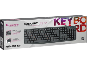 Клавиатура проводная Defender Concept HB-164 USB черный