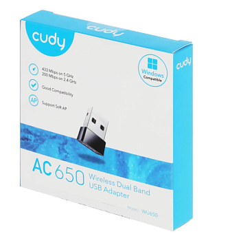 Сетевая карта USB2.0 Cudy WU650 AC650 антенна - внутренняя