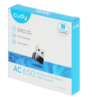 Сетевая карта USB2.0 Cudy WU650 AC650 антенна - внутренняя