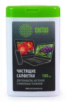 Салфетки Cactus CS-T1005 - Влажные чистящие салфетки для планшетов и смартфонов в пластиковой тубе (100шт)