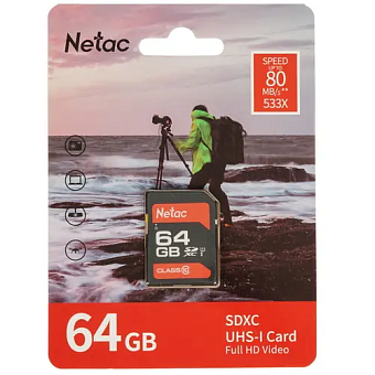 Карта памяти SD 64Gb Netac P600 SDHC Class 10