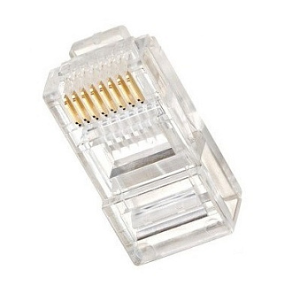 Коннектор RJ-45, кат.5 (3-зубца) (8P8C), 6 микрон для одножильного кабеля