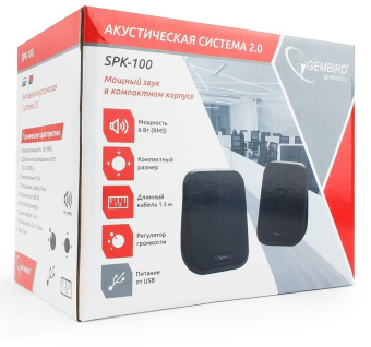 Акустическая система Gembird SPK-100 (2x3W, питание от USB) черный