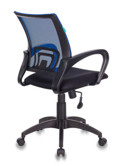 Кресло Бюрократ CH-695N (сетка/ткань, мех. качания, крест. пластик, до 150 кг) Черно-синий