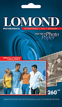 Бумага Lomond [10x15см] суперглянцевая, 260гр/м2, 20л