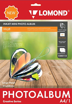 Бумага Lomond [A4] матовая, Мини Альбом большое сердце 51x68мм