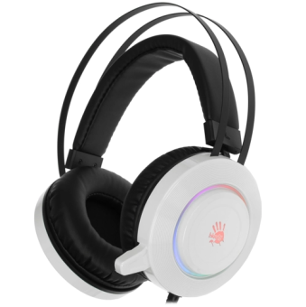 Наушники проводные A4Tech Bloody G521 (микрофон, 20 - 20 000 Гц, 105дБ, подсветка, USB, 2.3м) белый