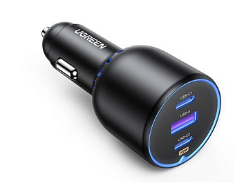 Автомобильное зарядное устройство UGREEN CD293 (90413) 2*USB-C PD+USB-A 130W Fast Car Charger Black