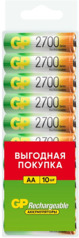 Аккумулятор AA, 1.2V, 2700mAh,10шт, GP 270AAHC