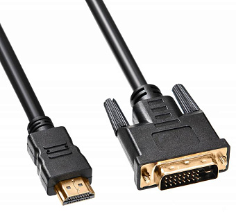 Кабель соединительный HDMI (m) < - > DVI (m),  5.0м, Buro, феррит.кольца черный
