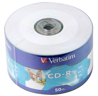 Диск CD-R 700 Mb Verbatim 52x  Shrink, Ink Printable (50шт.)