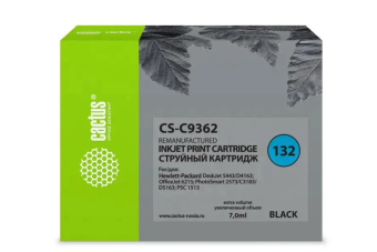 Картридж струйный Cactus CS-C9362 №132 черный (7мл) для HP DJ 5443/D4163/DJ