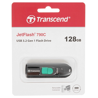 Флешка 128Gb Transcend JetFlash 790С Type-C черный