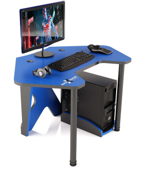 Стол компьютерный MaDXRacer PILOT GTC12 "1260х845х750" синий, кромка черная