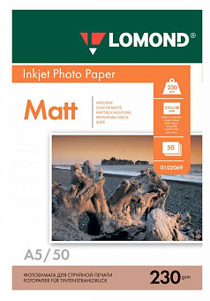 Бумага Lomond [A5] матовая, 230гр/м2, 50л