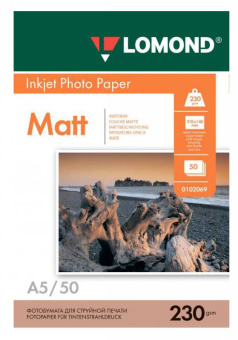 Бумага Lomond [A5] матовая, 230гр/м2, 50л