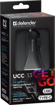Автомобильное зарядное устройство Defender UCC-33 USB+Type-C, 5V/3А, кабель