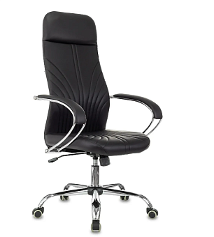 Кресло Бюрократ CH-610SL (эко.кожа, мех. качания, крест. металл хром, до 120 кг) Черный