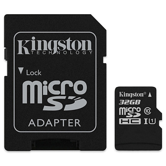 Карта памяти microSD 32Gb Kingston microSDHC CLASS 10  UHS-I + адаптер SD