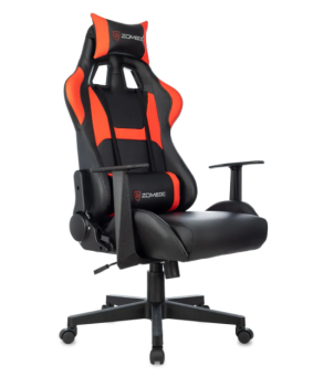 Кресло ZOMBIE GAME PENTA (эко.кожа с подголов, крест. пластик, до 120 кг) Черный/красный