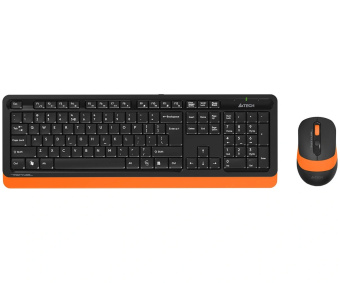 Комплект беспроводной (клавиатура+мышь) A4Tech Fstyler FG1010 Wireless черный/оранжевый