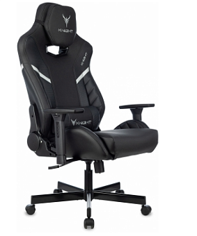 Кресло Knight Thunder 5X (эко.кожа, мех. качания, крест. металл, до 150 кг) Черный