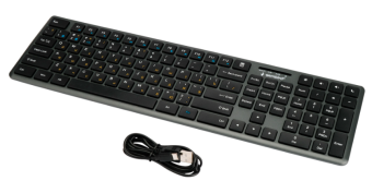 Клавиатура беспроводная Gembird KBW-8460 (радио/Bluetooth, ножничный (бесшумный) механизм, оранжевая кириллица)