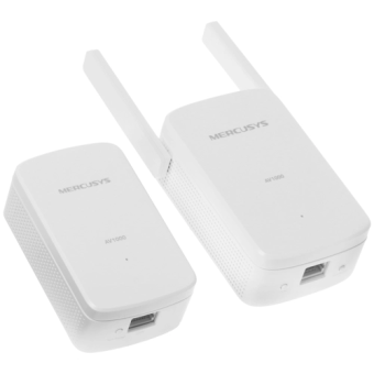 Адаптер Powerline Mercusys MP510 KIT N300 AV1000, Wi-Fi, 2.4 ГГц, 1000 Мбит/с, белый