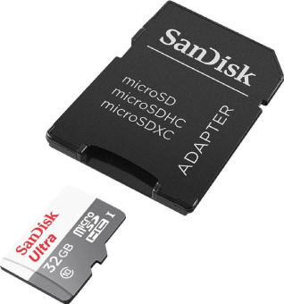 Карта памяти microSD 32Gb SanDiSk Ultra Light microSDHC CLASS 10 UHS-I + SD адаптер