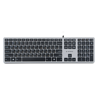 Клавиатура проводная Gembird KB-8420 (ножничный (бесшумный) механизм, оранжевая кириллица, кабель 1.