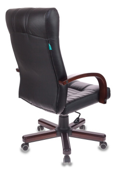 Кресло Бюрократ KB-10WALNUT (кожа, мех. качания, крест. металл/дерево, до 120 кг) Черный