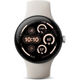 Смарт-часы Google Pixel Watch 3 41mm Wi-Fi Polished Silver/Porcelain Band (фарфоровый)