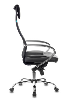 Кресло Бюрократ CH-609SL (эко.кожа/сетка, мех. качания, крест. металл хром, до 120 кг) Черный