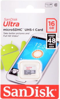 Карта памяти microSD 16Gb SanDisk microSDHC CLASS 10 Ultra