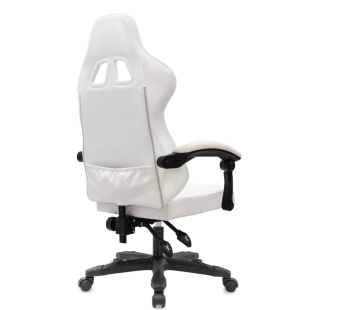 Кресло Knight Wolf RGB белый экокожа/сетка с подголов. крестов. пластик