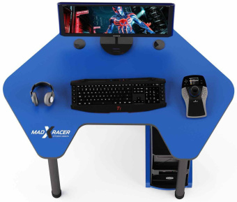 Стол компьютерный MaDXRacer PILOT GTC12 "1260х845х750" синий, кромка черная