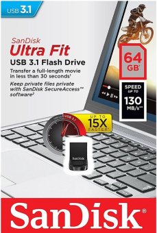 Флешка .64Gb SanDisk Ultra FIT USB3.1 черный
